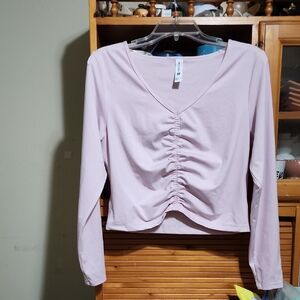 All in Motion Soft Pink Ruched Blouse
